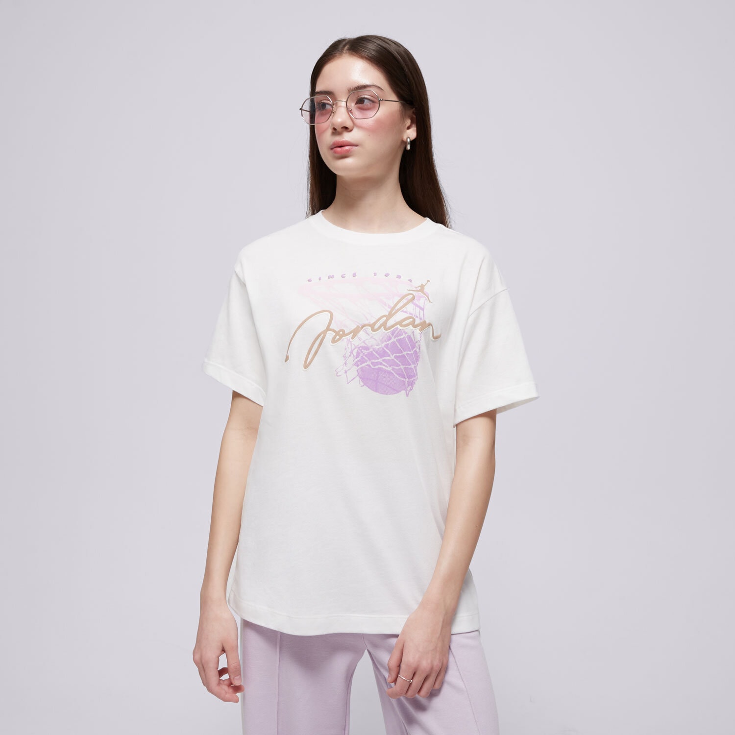 Otroška majica s kratkimi rokavi JORDAN T-SHIRT JDG HOOP CLASSICS SS TEE GIRL 45D919-782 bež