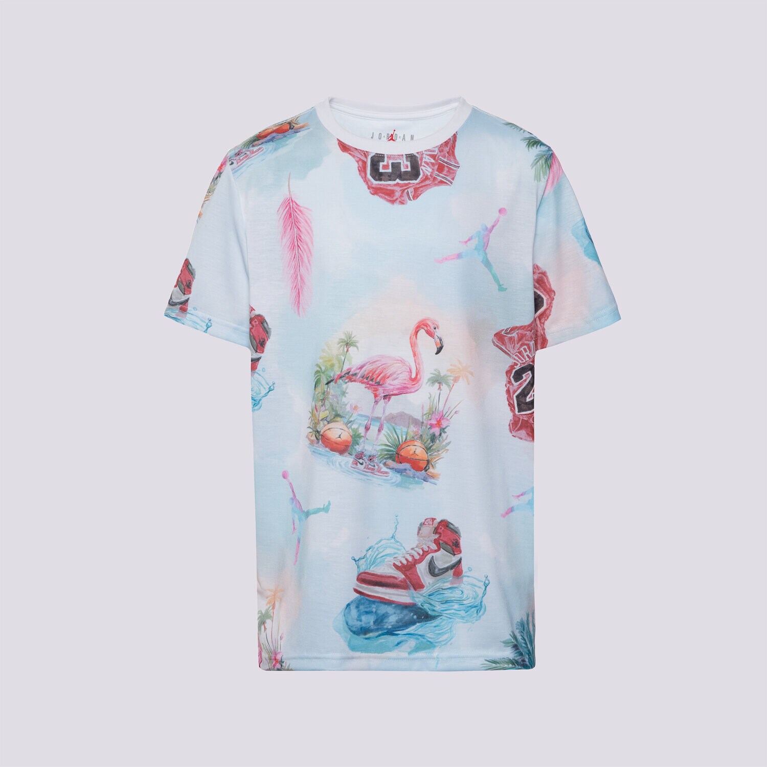 Otroška majica s kratkimi rokavi JORDAN T-SHIRT JDB JORDAN FLAMINGO AOP SS TEE BOY 95D844-001 pisana