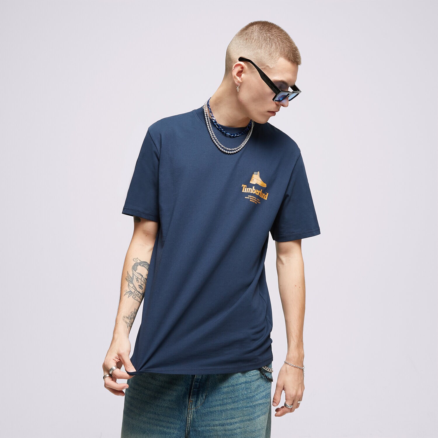 Moška majica s kratkimi rokavi TIMBERLAND T-SHIRT SS BOOT LOGO TEE BOX TB0A6GEH4331 mornarsko modra