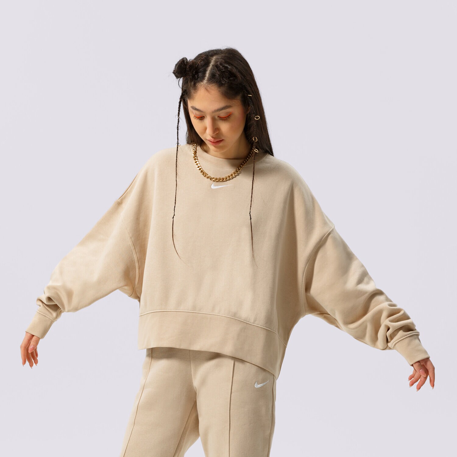 Ženski pulover NIKE JOPICA W NSW ESSNTL CLCTN FLC OS CRW DJ7665-126 bež