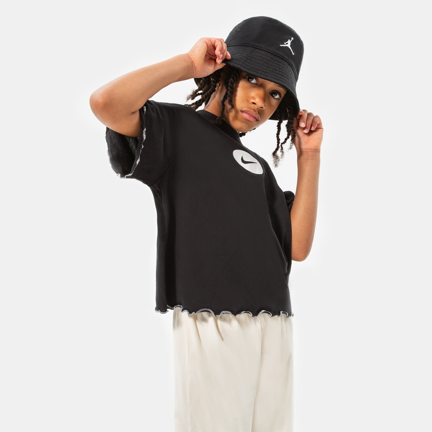 Otroška majica s kratkimi rokavi NIKE T-SHIRT G NK DF TEE ICON CLASH BOXY FR GIRL DQ4392-010 črna