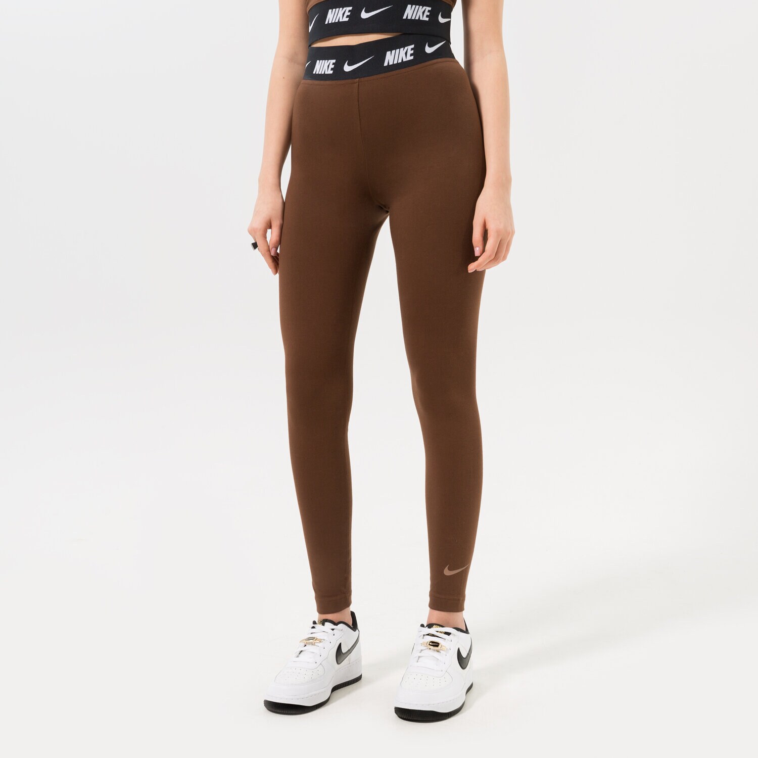 Ženske hlače NIKE LEGINSI HIGH WAISTED LOGO DM4651-259 rjava
