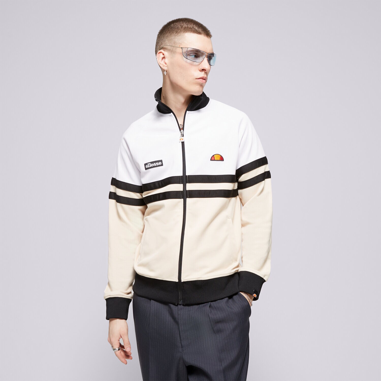 Moški pulover ELLESSE JOPICA RAZPENJANA RIMINI WHT/OFF WHT TRACK MAJICA SHR00892623 bela