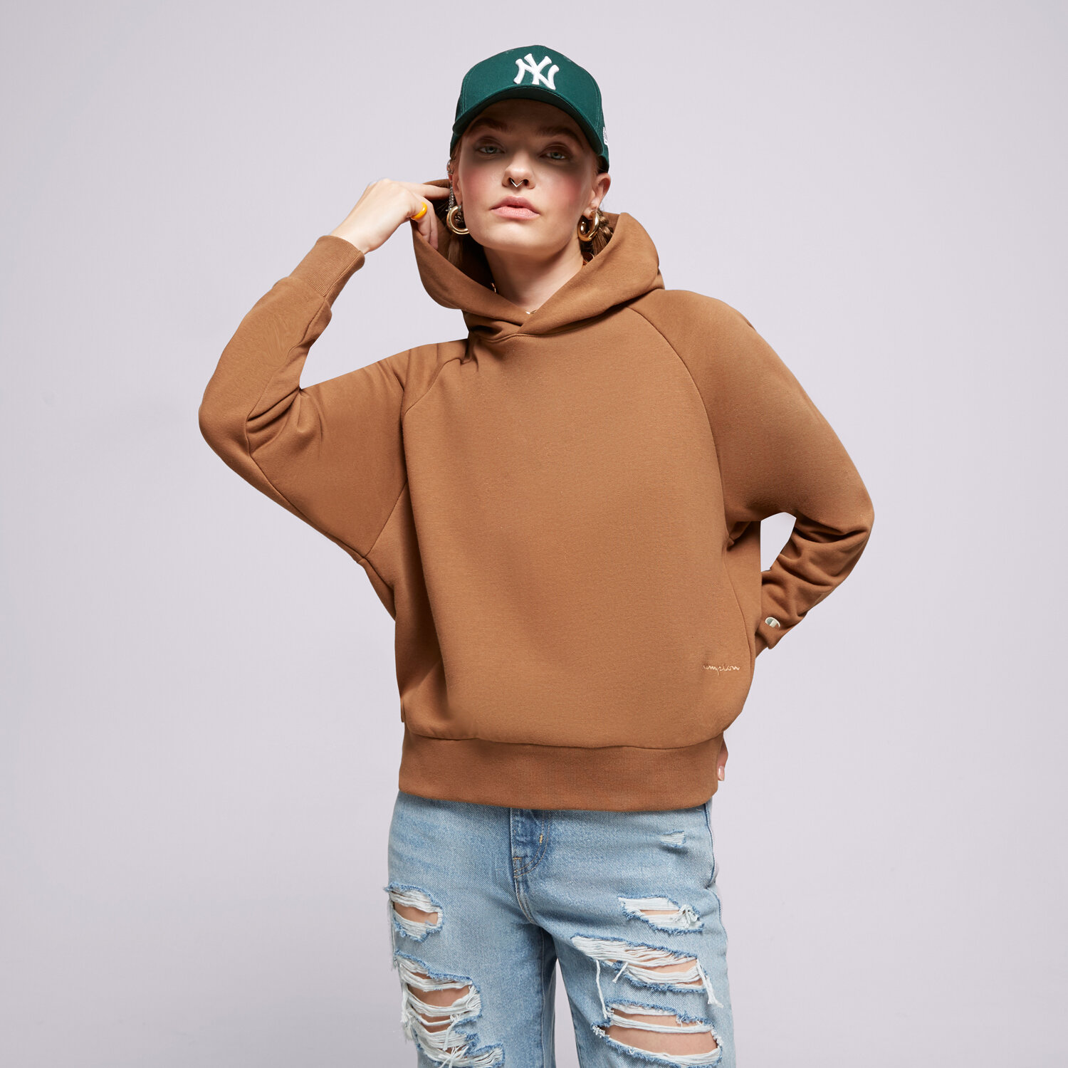Ženski pulover CHAMPION JOPICA S KAPUCO HOODED SWEATSHIRT 116215MS519 rjava