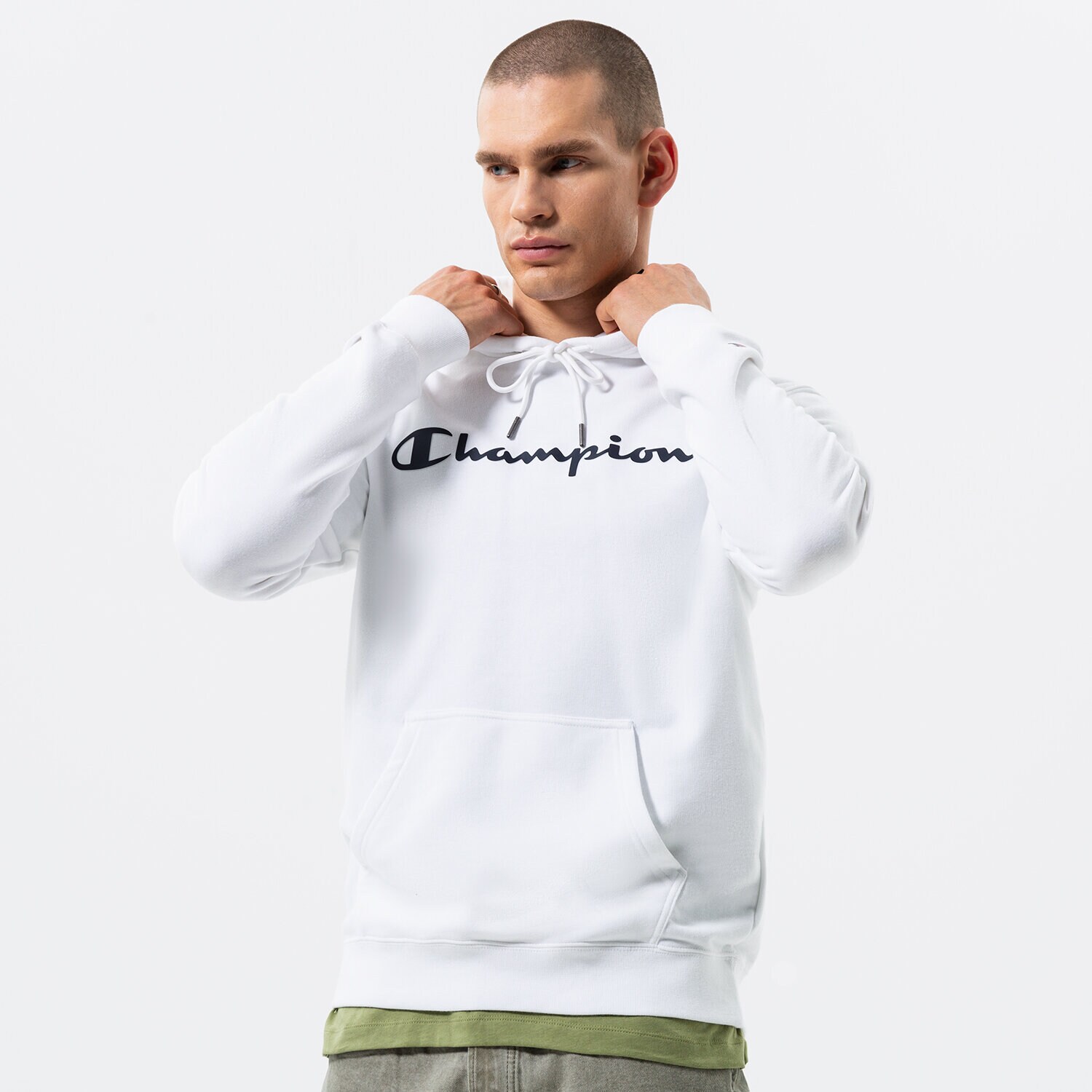 Moški pulover CHAMPION JOPICA S KAPUCO HOODED SWEATSHIRT 217142WW001 bela