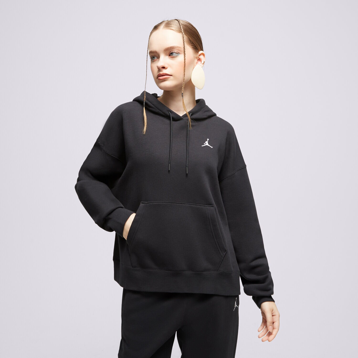 Ženski pulover JORDAN JOPICA S KAPUCO W J BRKLN FLC PO 2 FN4488-010 črna