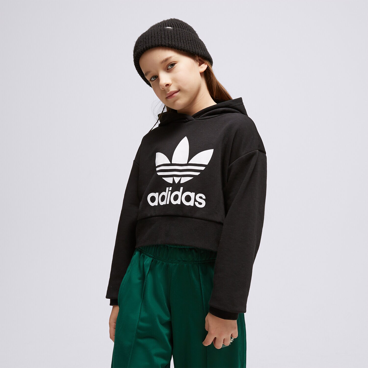 Otroški pulover ADIDAS JOPICA S KAPUCO CROPPED GIRL IJ9719 črna