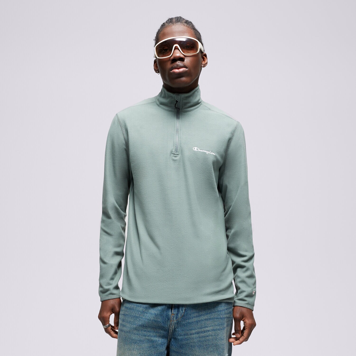 Moški pulover CHAMPION JOPIČ IZ FLISA HALF ZIP MAJICA 216695GS510 zelena