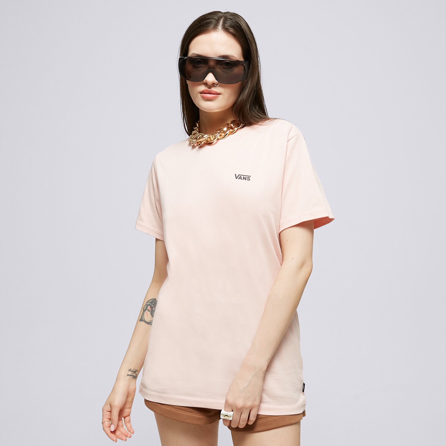 Ženska majica s kratkimi rokavi VANS T-SHIRT LEFT CHEST LOGO TEE EM VN0A7RSRBQL roza