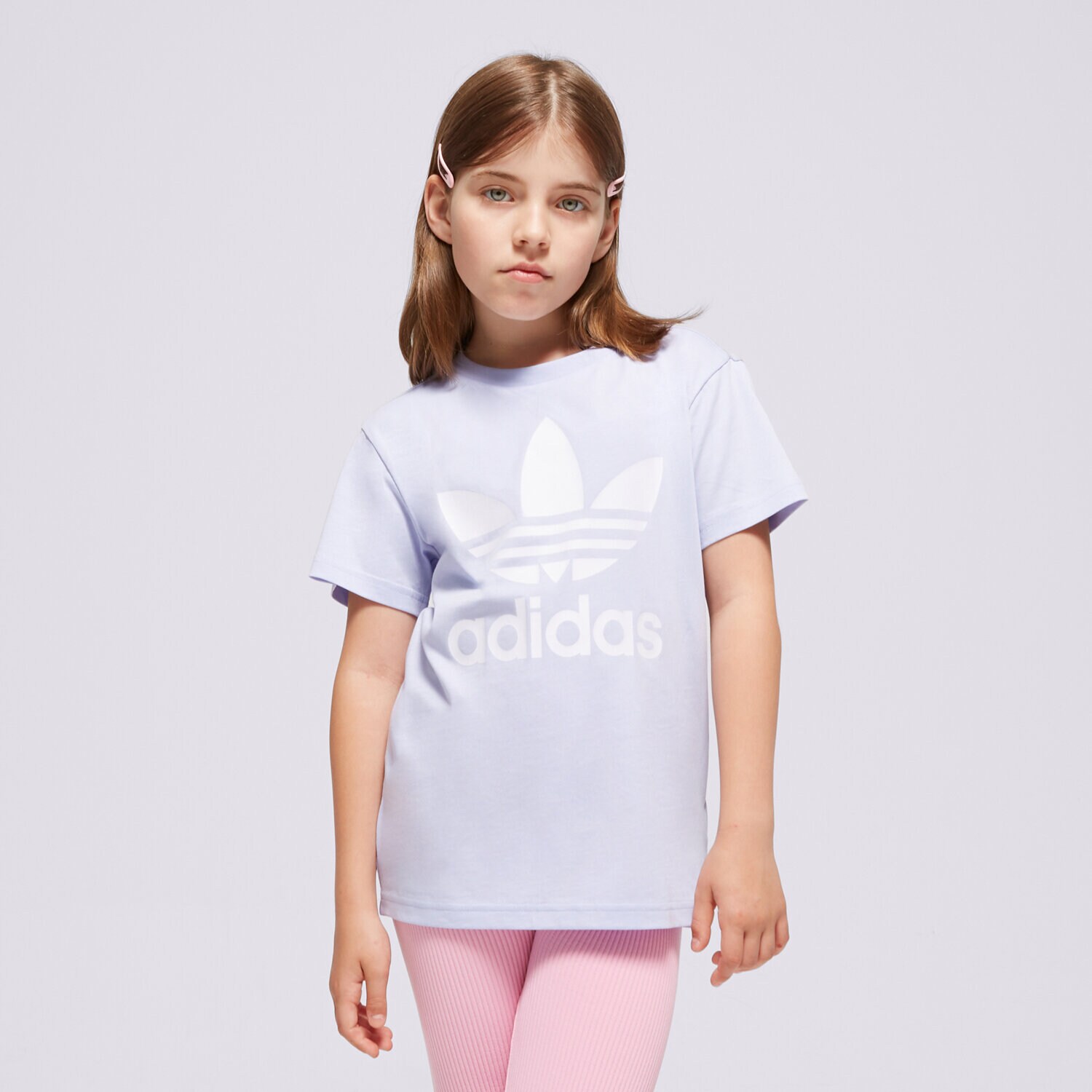Otroška majica s kratkimi rokavi ADIDAS T-SHIRT TREFOIL TEE GIRL IN8447 vijolična