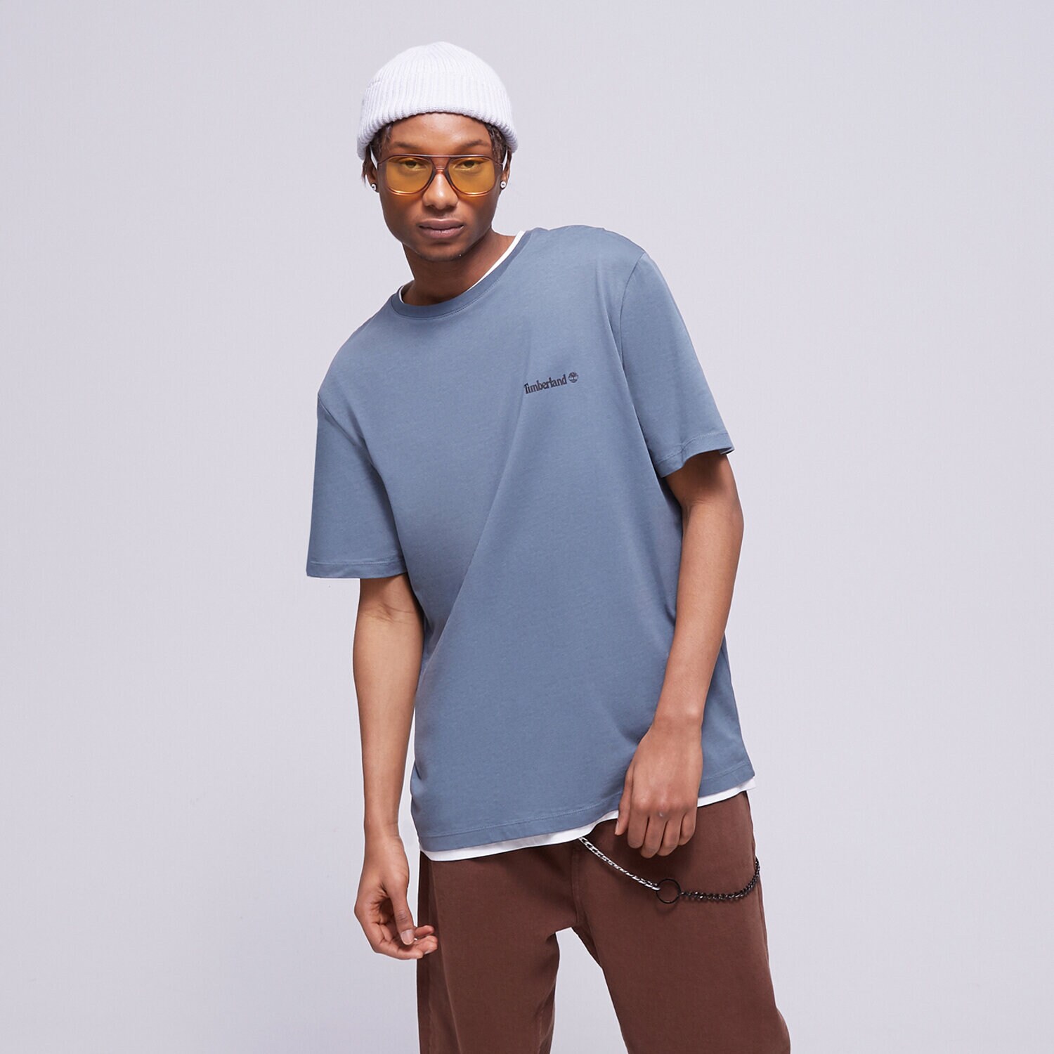 Moška majica s kratkimi rokavi TIMBERLAND T-SHIRT SMALL LOGO PRINT TB0A5PGZDH31 modra