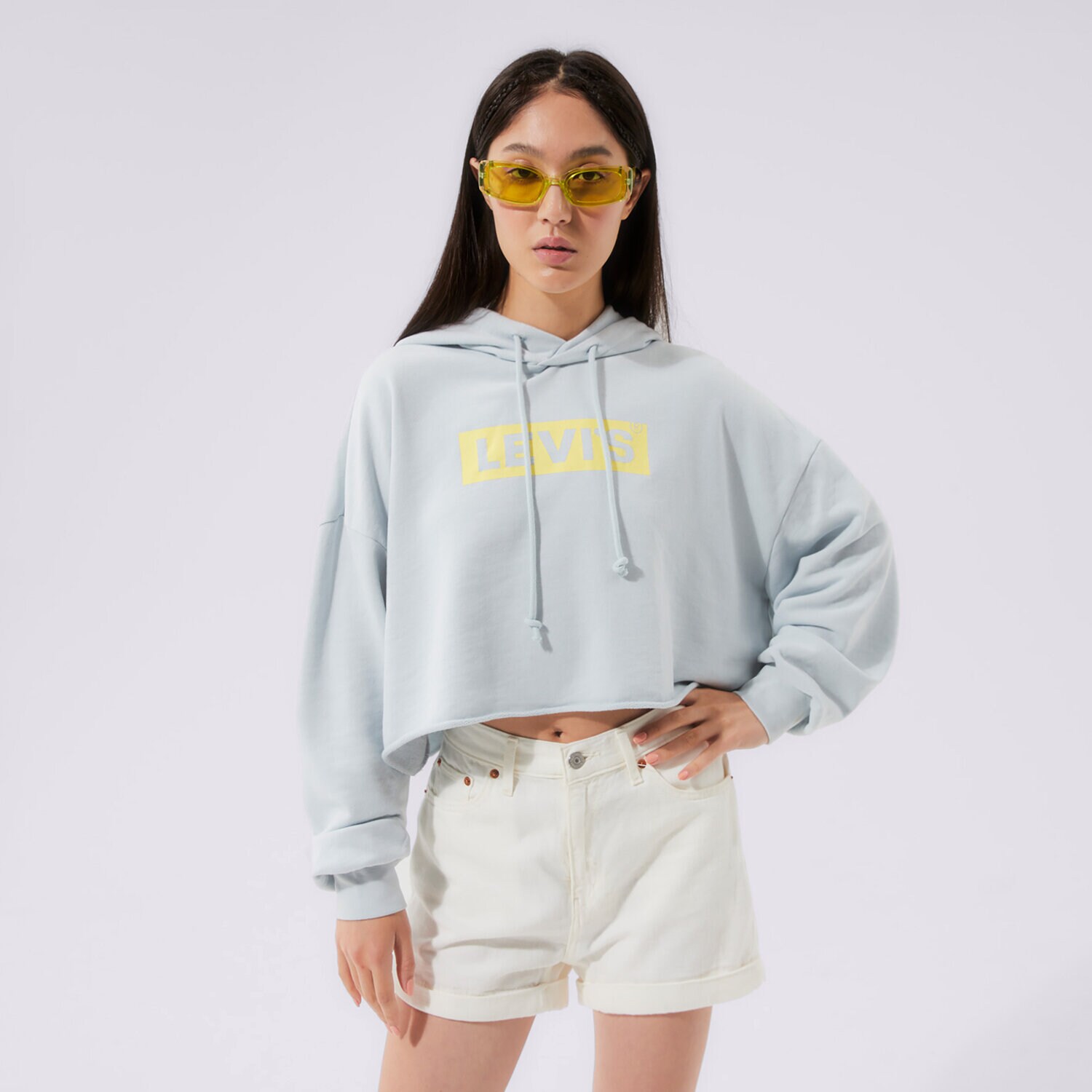 Ženski pulover LEVI'S JOPICA S KAPUCO GRAPHIC CROP PRISM T3 A0889-0010 modra