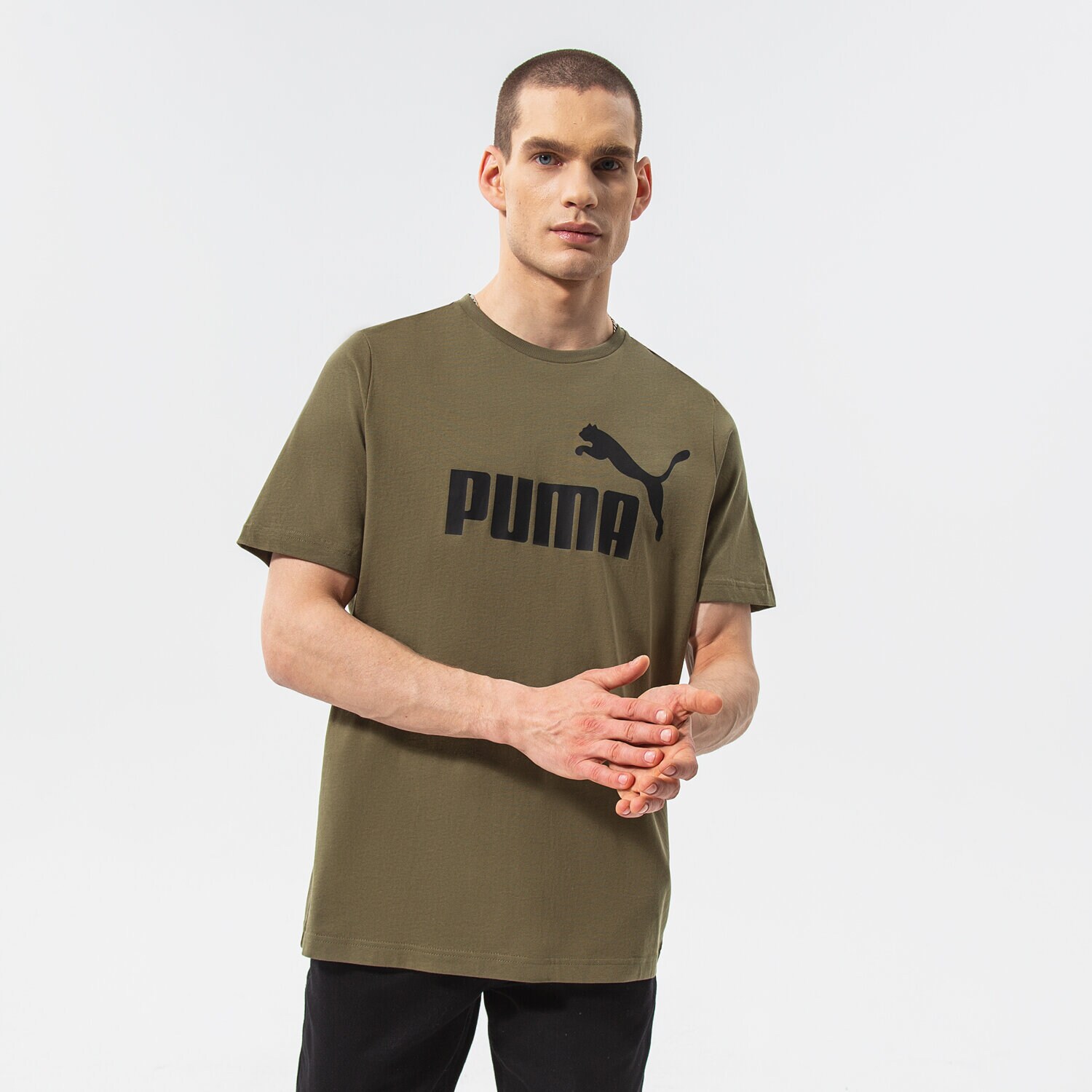 Moška majica s kratkimi rokavi PUMA T-SHIRT ESS LOGO TEE 58666732 kaki