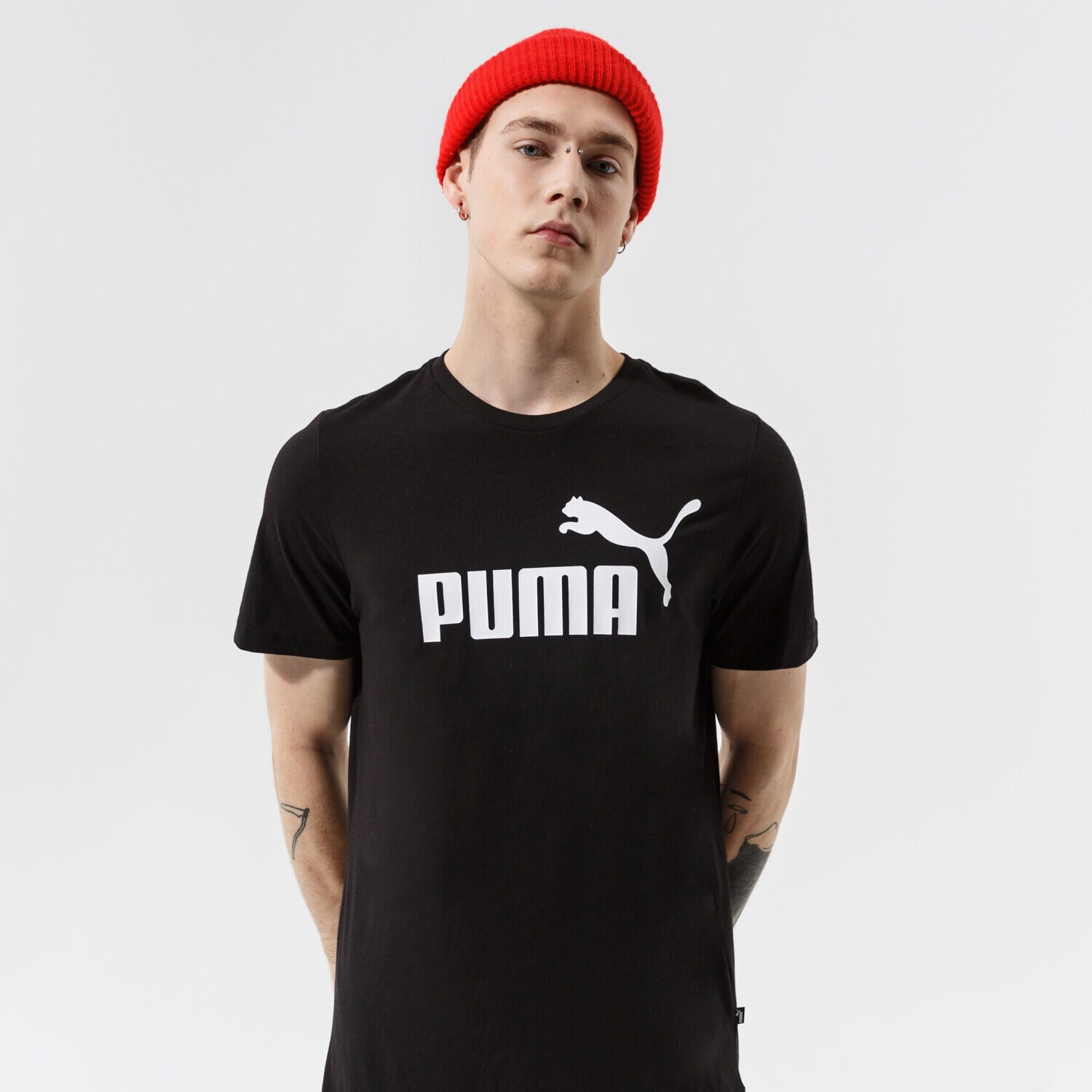 Moška majica s kratkimi rokavi PUMA T-SHIRT ESS LOGO TEE - PUMA BLACK 58666601 črna