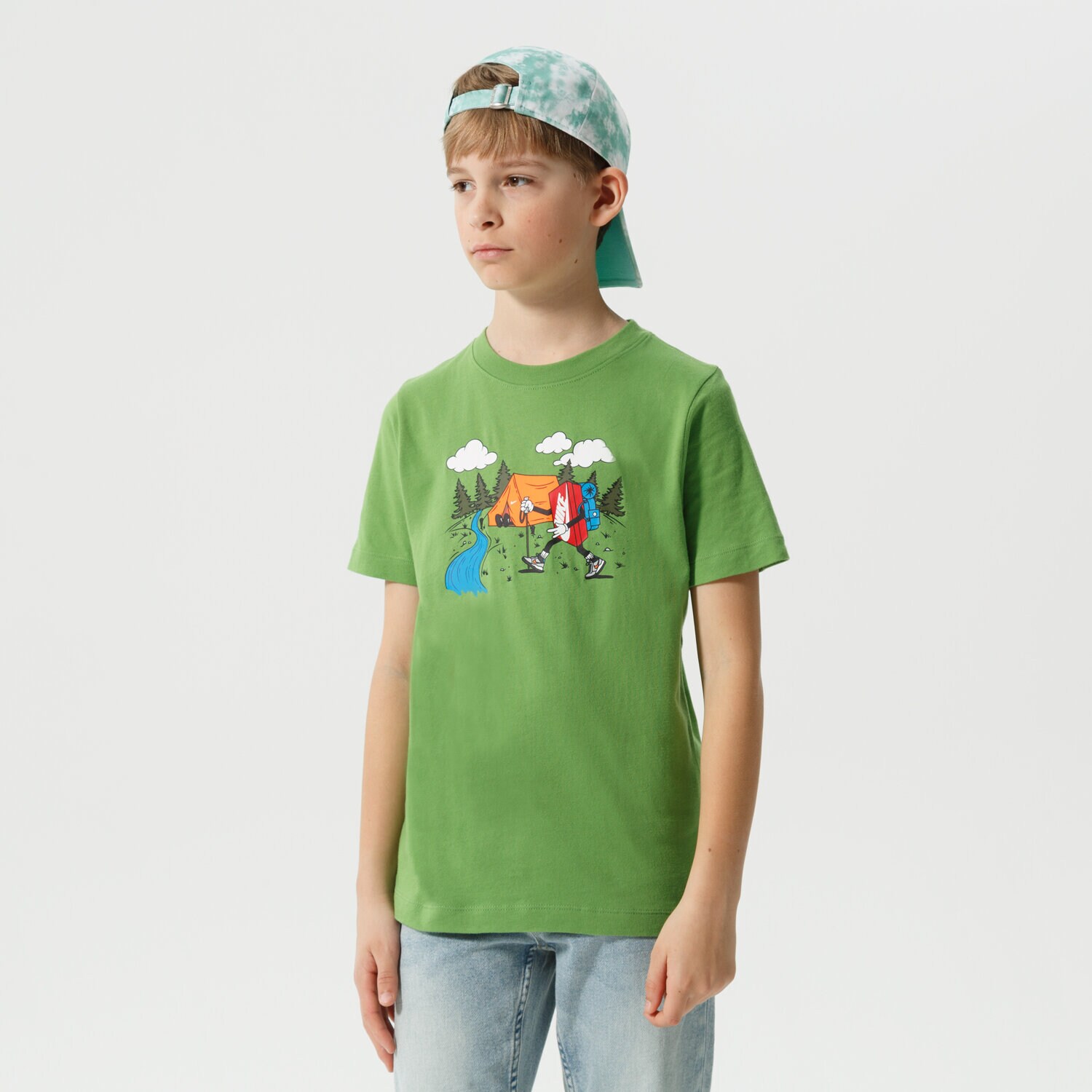Otroška majica s kratkimi rokavi NIKE T-SHIRT B NSW TEE BOXY 1 BOY DQ3854-377 kaki