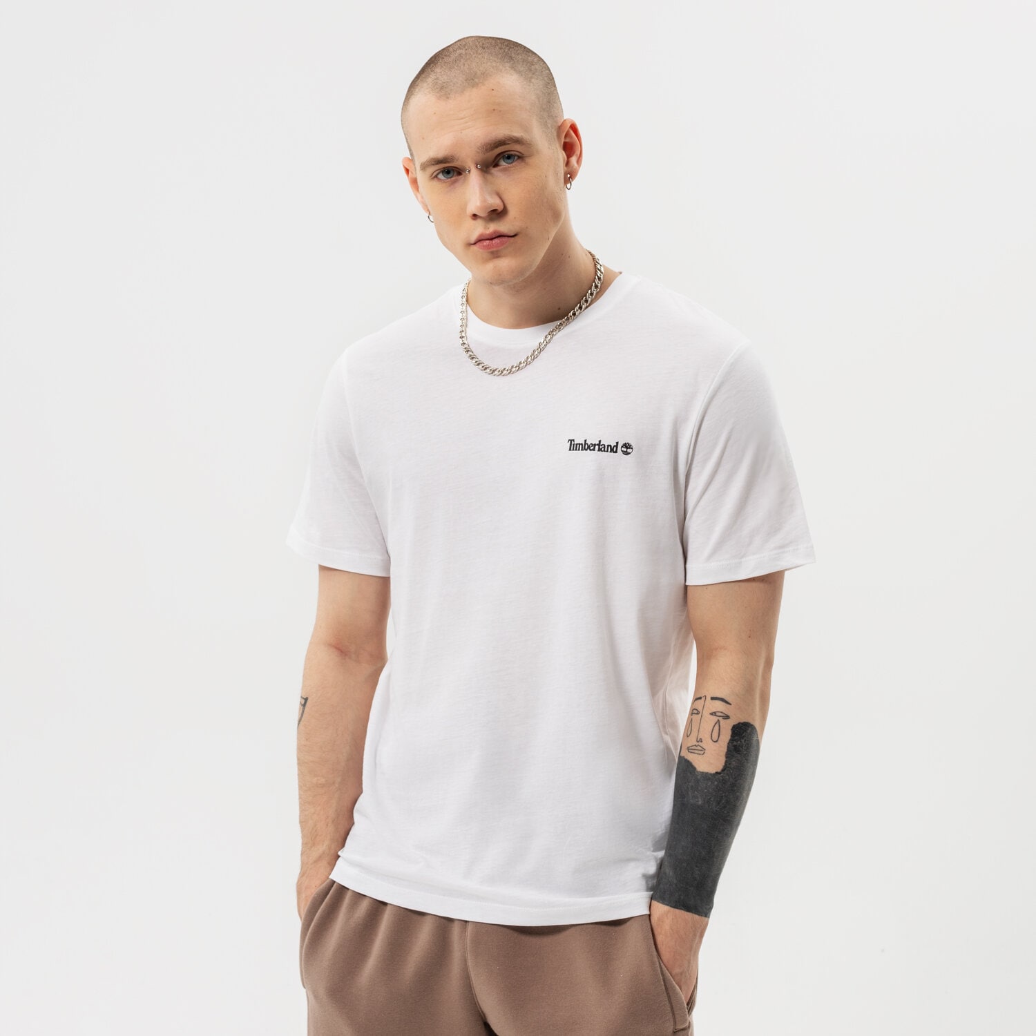 Moška majica s kratkimi rokavi TIMBERLAND T-SHIRT SMALL LOGO PRINT TB0A5PGZ1001 bela