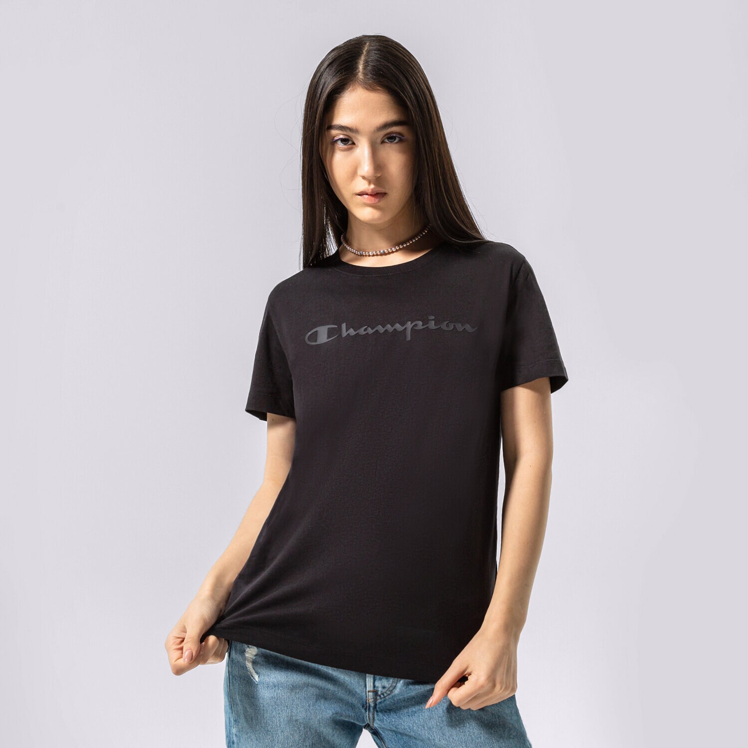 Ženska majica s kratkimi rokavi CHAMPION T-SHIRT CREWNECK T-SHIRT 115422KK002 črna