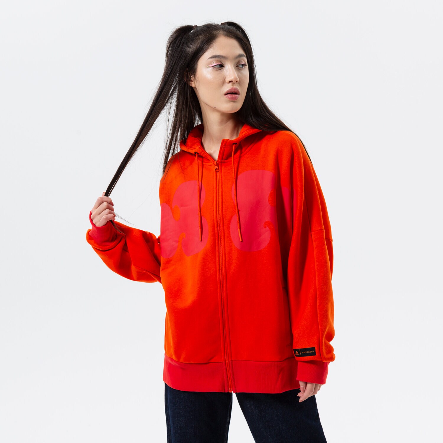 Ženski pulover ADIDAS JOPICA RAZPENJANA S KAPUCO MMK CORANG HJ7304 koralna