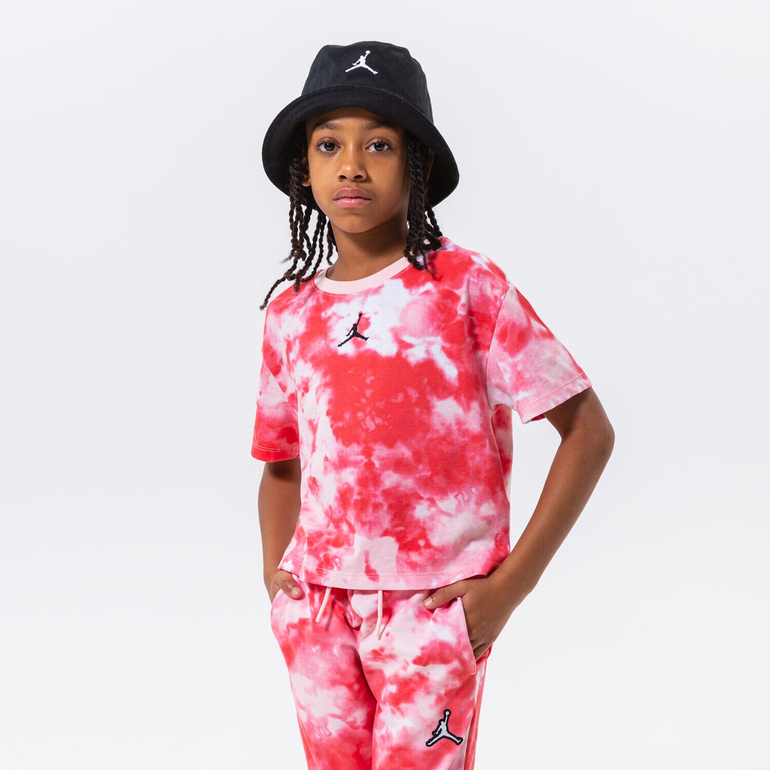 Otroška majica s kratkimi rokavi JORDAN T-SHIRT ESSENTIALS SMOKE DYE TEE GIRL 45B328-X24 roza