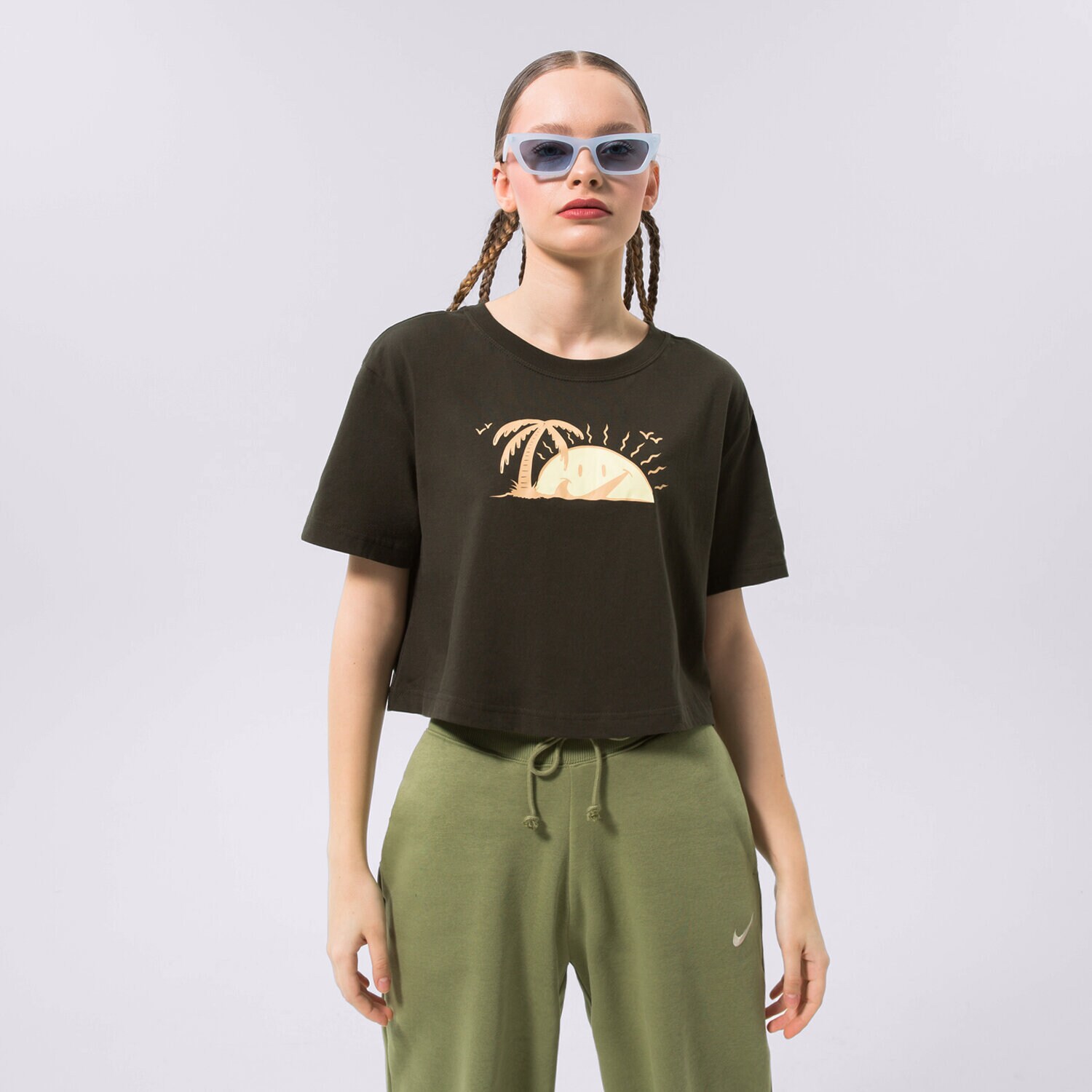 Ženska majica s kratkimi rokavi NIKE  T-SHIRT SPORTSWEAR CROP DQ3309-355 črna