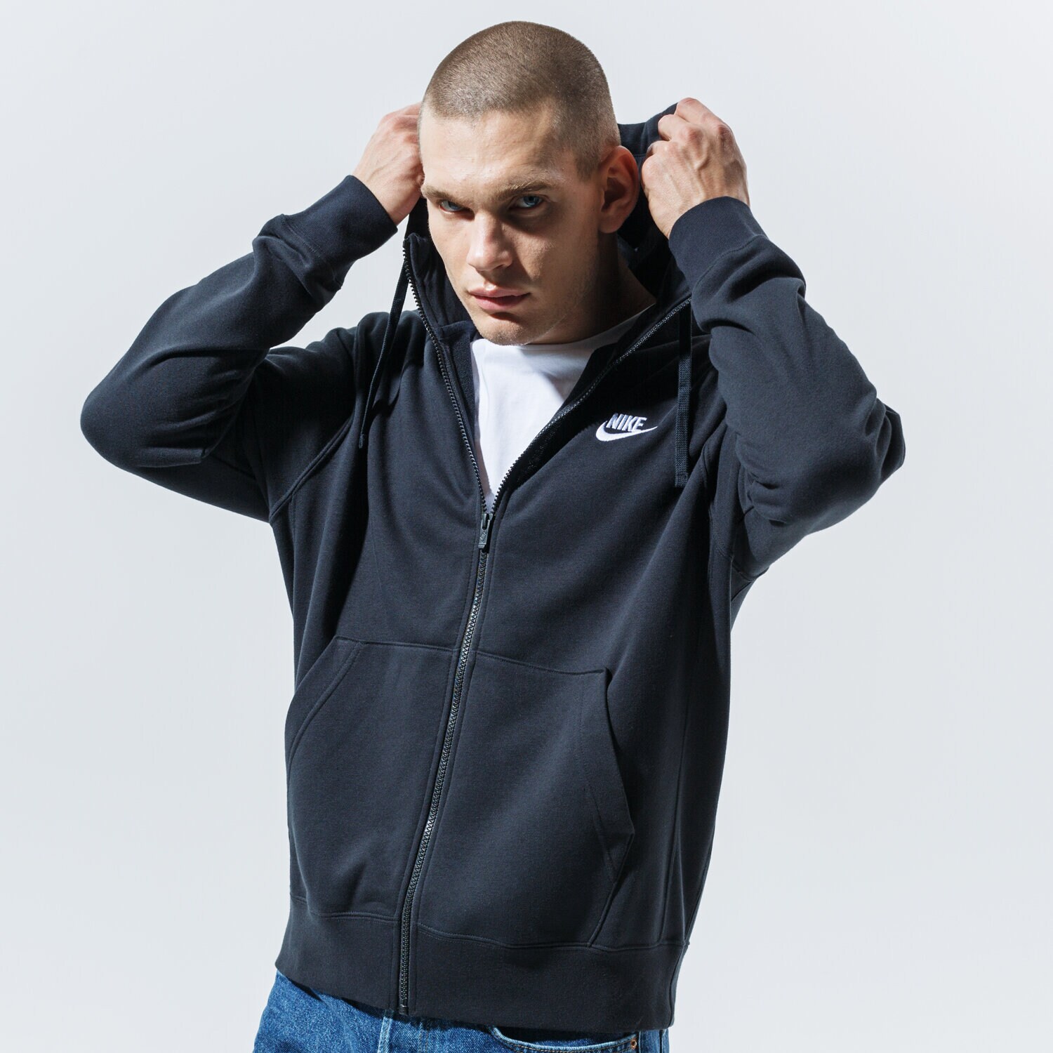 Moški pulover NIKE JOPICA RAZPENJANA S KAPUCO  M NSW CLUB HOODIE FZ FT BV2648-010 črna