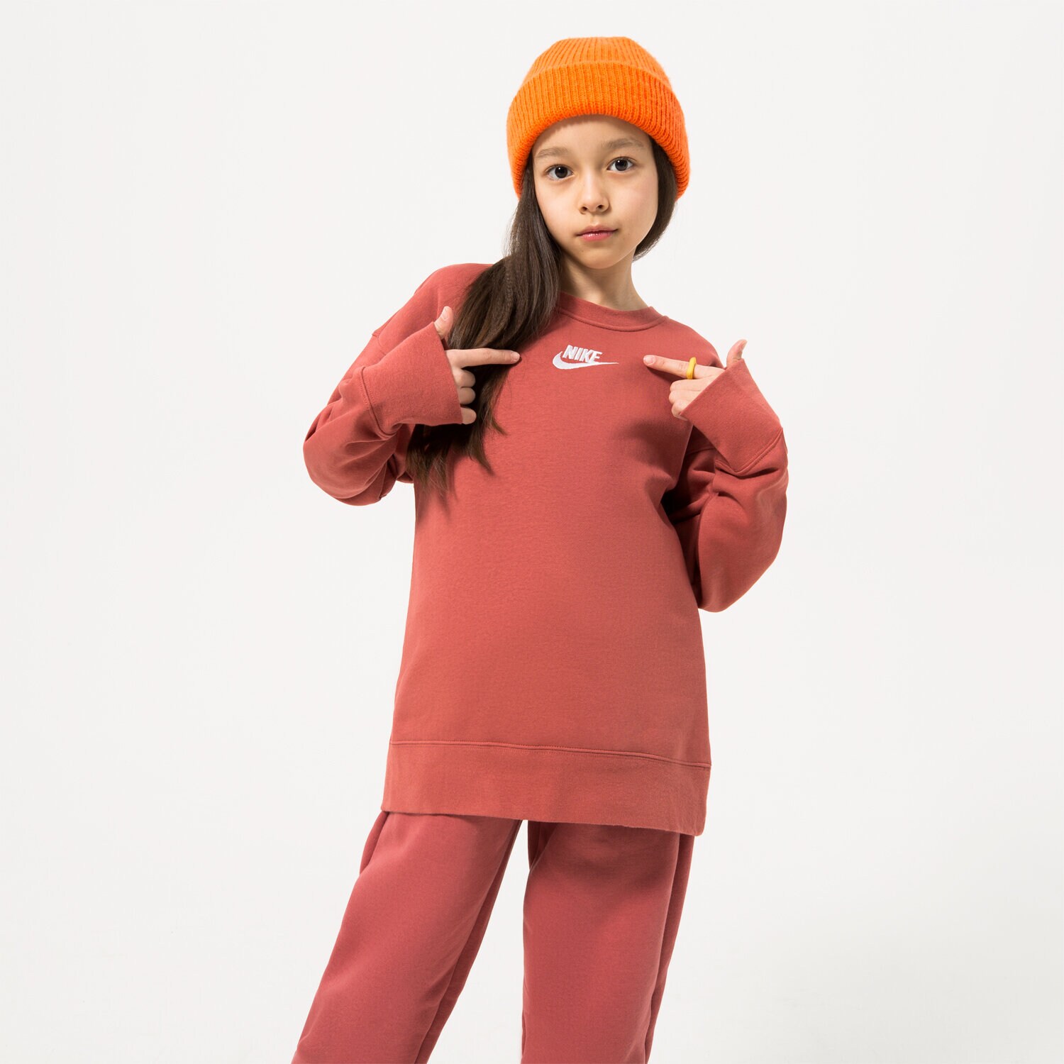Otroški pulover NIKE JOPICA SPORTSWEAR CLUB FLEECE CREW GIRL DD7473-691 roza