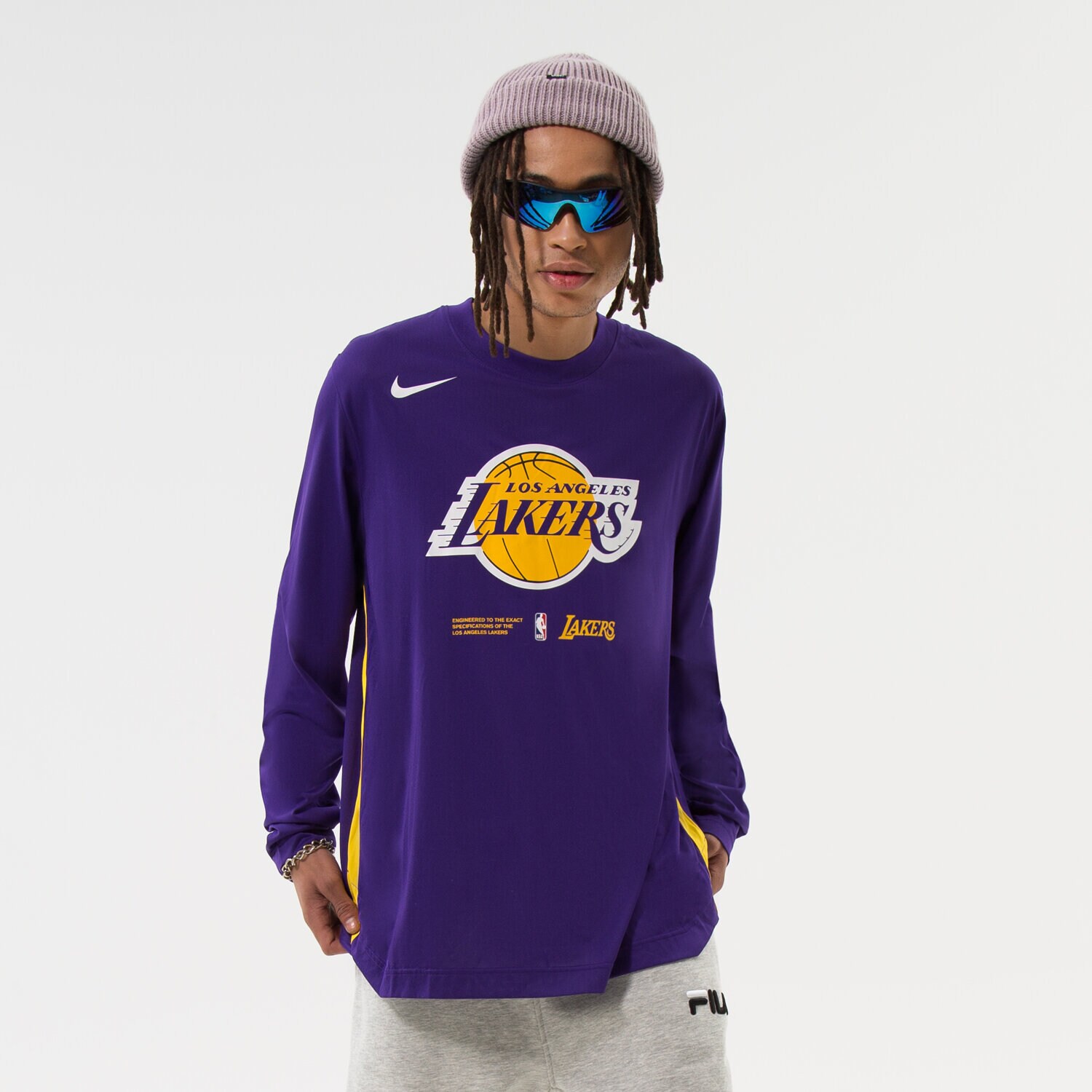 Moška majica s kratkimi rokavi NIKE T-SHIRT LAL M NK DF LS MAJICA PREGM NBA DN4615-504 vijolična