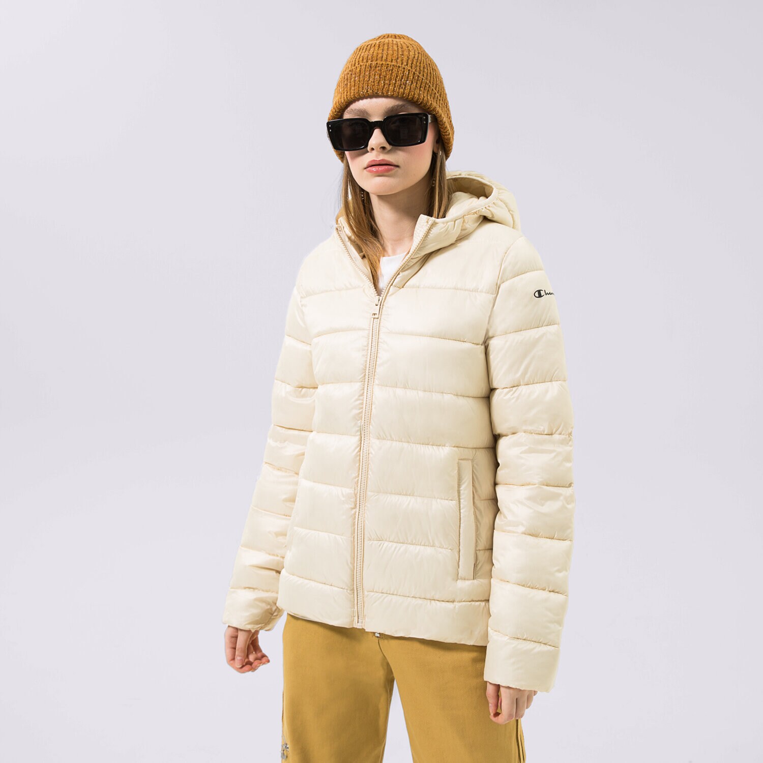 Ženska zimska jakna CHAMPION JAKNA ZIMSKA HOODED POLYFILLED JACKET 115750YS014 bež