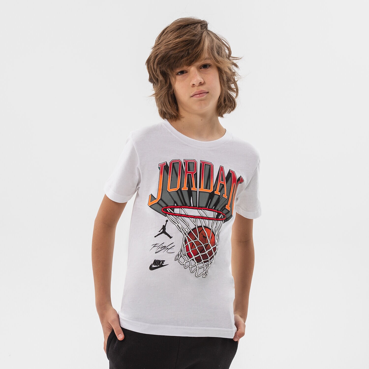 Otroška majica s kratkimi rokavi JORDAN T-SHIRT HOOP STYLE T-SHIRT JUNIOR BOY 95B231-001 bela