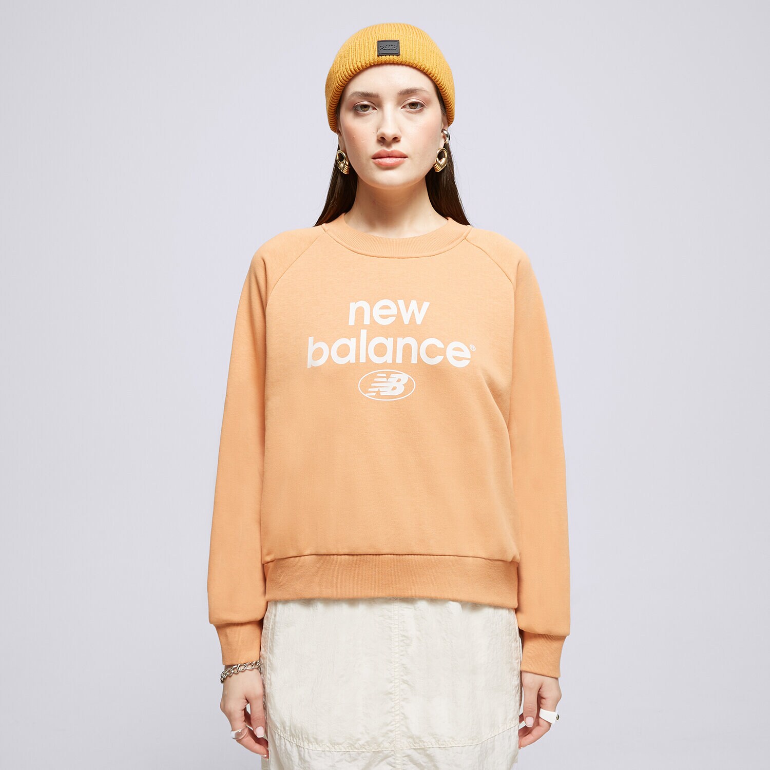 Ženski pulover NEW BALANCE JOPICA NB ESSENTIALS GRAPHIC WT31508SEI oranžna