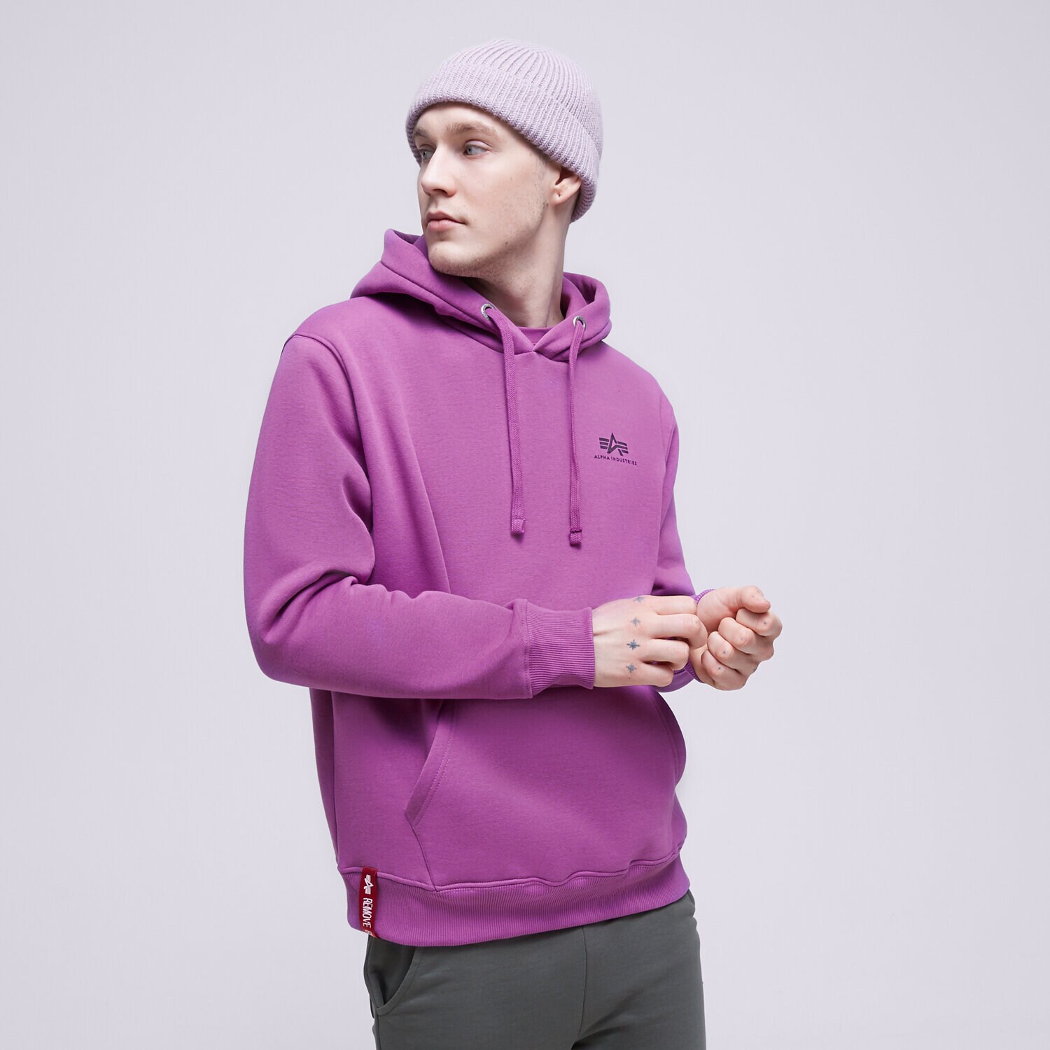 Moški pulover ALPHA INDUSTRIES JOPICA S KAPUCO BASIC 196318677 vijolična
