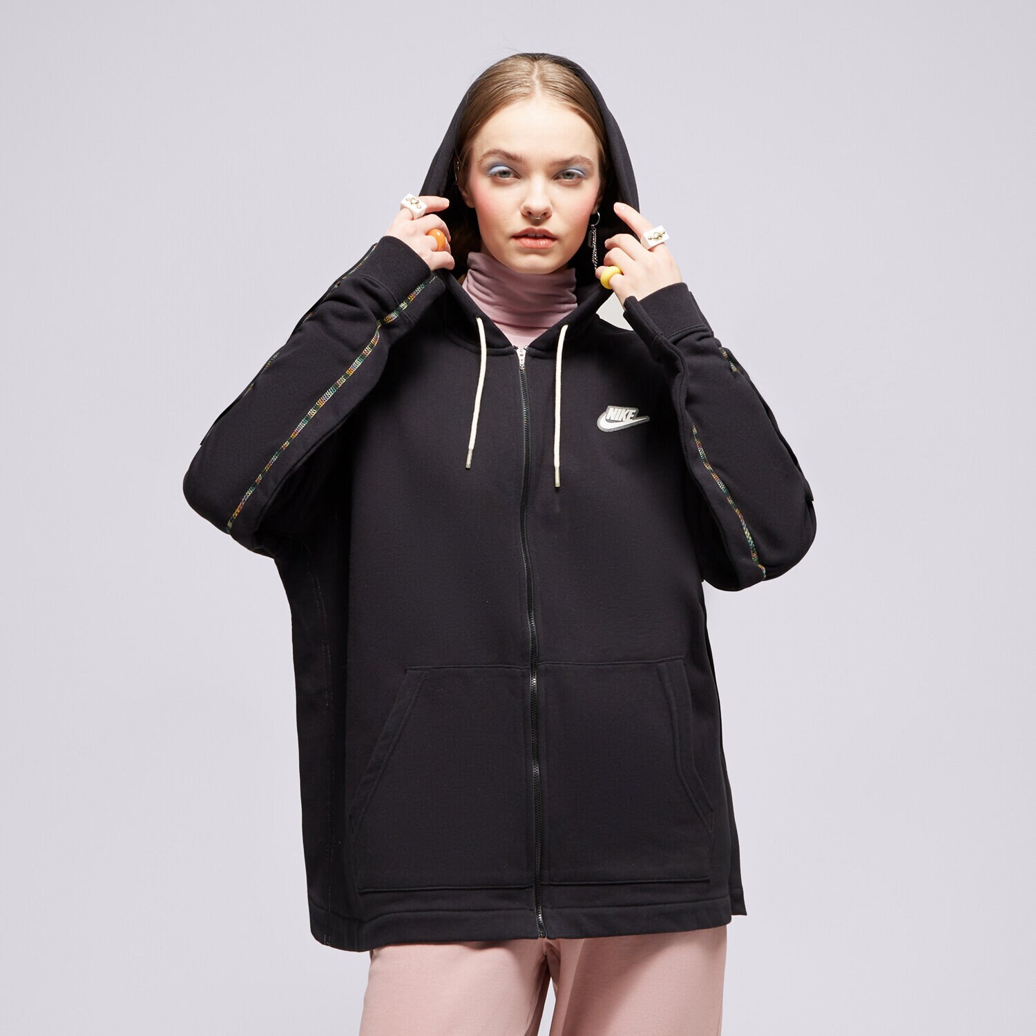 Ženski pulover NIKE JOPICA RAZPENJANA S KAPUCO CZ8359 CZ8359-010 črna